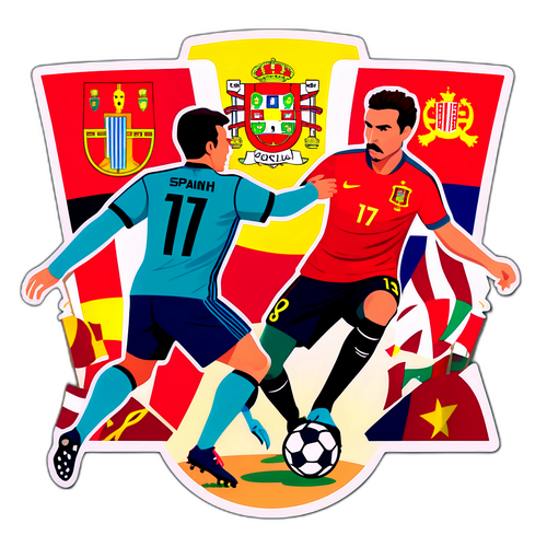 Episk fotbollsmatch mellan Portugal och Spanien