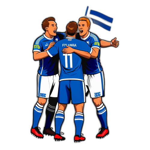 Veikkausliiga Jalkapalloilijat Juhlimassa Maalia