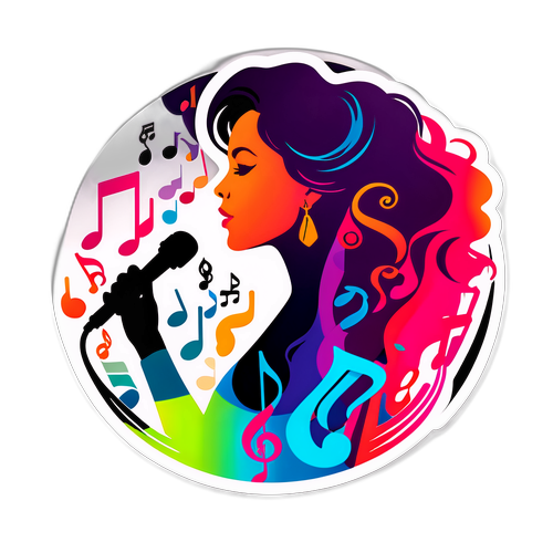 Силует відомої співачки з музичними нотами