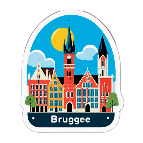 Autocolant colorat cu repere din Brugge