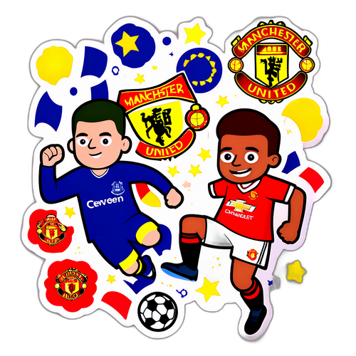 Humoristisk klistremerke om rivaliseringen mellom Manchester United og Everton