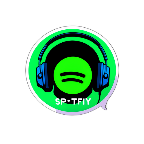 สติ๊กเกอร์ Spotify พร้อมโลโก้และหูฟัง