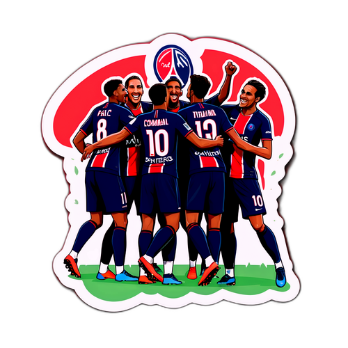 Autocolant echipa PSG sărbătorind un gol