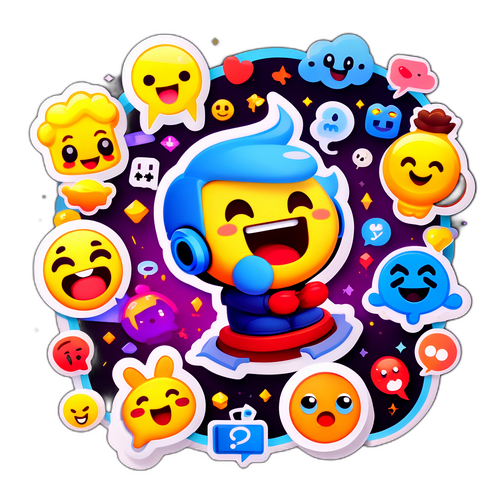 הוא וחברים משוחחים בדיסקורד, מוקפים באימוג'ים אנימטיביים ואייקוני משחקים