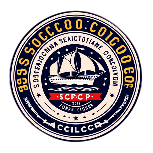 Logo SCCP em estilo vintage com anos de história representados artisticamente