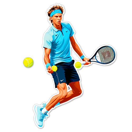 Cool Sticker ni Jannik Sinner sa Intense na Tennis Pose