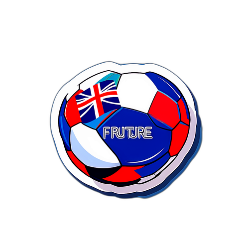 Ilustración de un balón de fútbol con los colores de Francia y jugadores sub-20 en acción, con el texto 'Futuro Brillante'