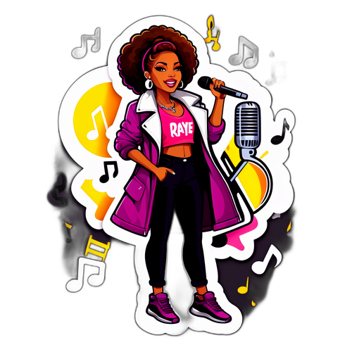 Trendy Sticker van Raye met Microfoon