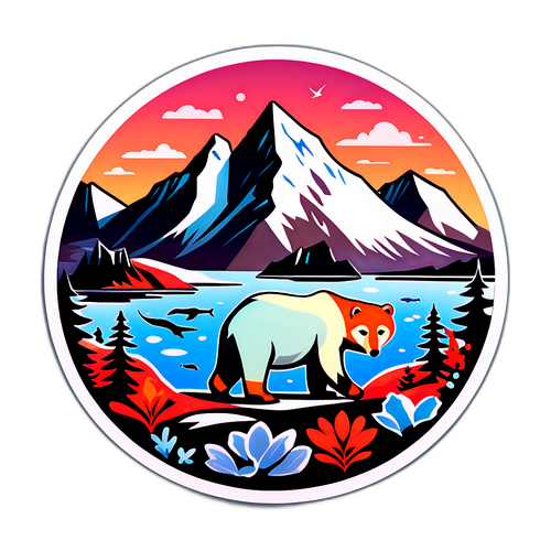 Scena Artica Tranquilla con Fauna e Flora