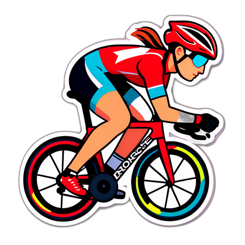 Sportieve Sticker met Marion Rousse op de Fiets