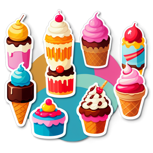 美食诱惑：五彩缤纷的冰淇淋和蛋糕