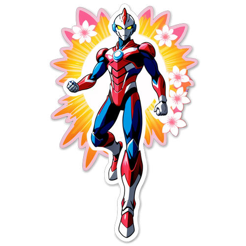 Unleash the Power of Super Ultraman Zero: A Stunning Battle Under a Sky of Cherry Blossoms!