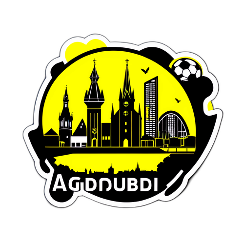 Augsburg és Dortmund sziluettje football inspirációkkal