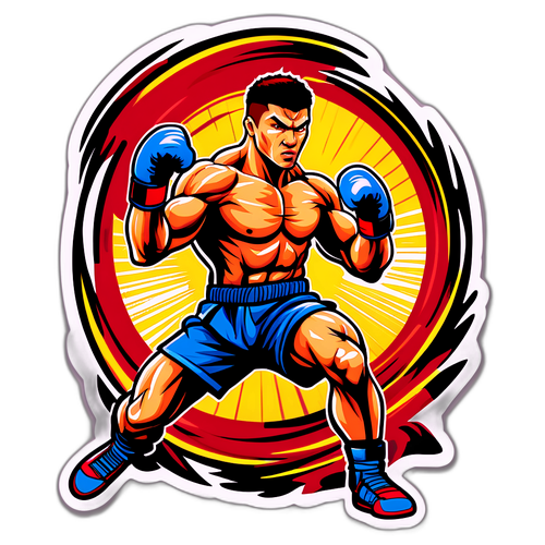 Akční zobrazení kickboxera