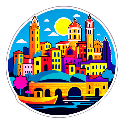 Lag en levende abstrakt klistremerke av Girona