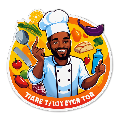 Fira Tareq Taylor med en matlagningsticker