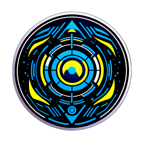 미래적 디자인의 메타 심볼과 디지털 아트를 결합한 혁신적인 스티커