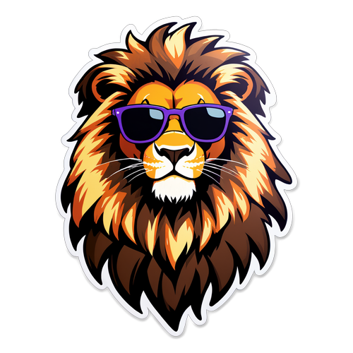 Un sticker de un león con gafas de sol