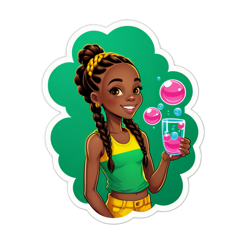 Slim and Tall Jamaican Girl Blowing Bubbles