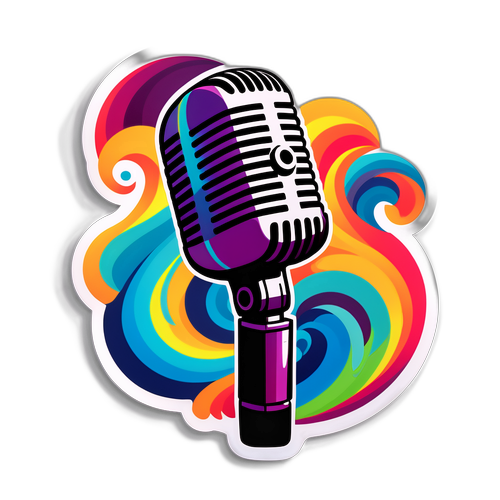 Klassieke Microfoon met Kleurrijke Golven