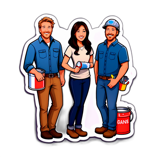Cute Cartoon Sticker of Chip and Joanna Gaines