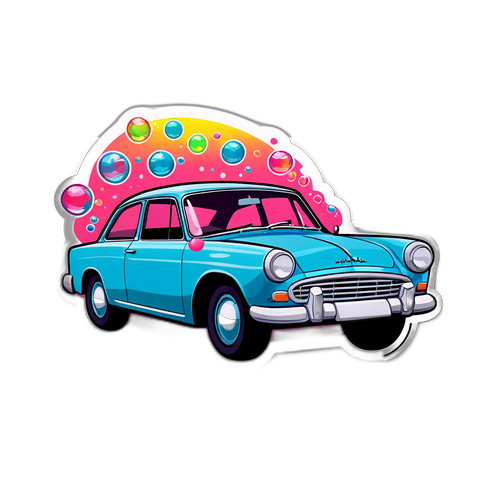 Sticker van een auto met bubbel effecten