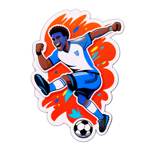 Смішний наклейка футболіста, який святкує перемогу