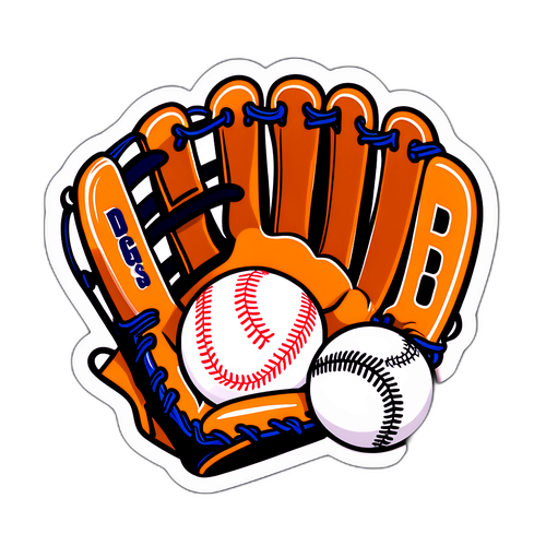 Sticker ng Vintage Baseball Glove at Bola