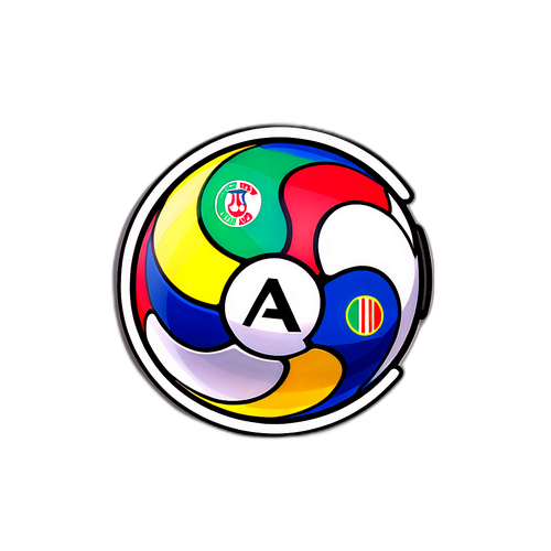Наклейка у формі м'яча з написом "Serie A" та символами популярних команд