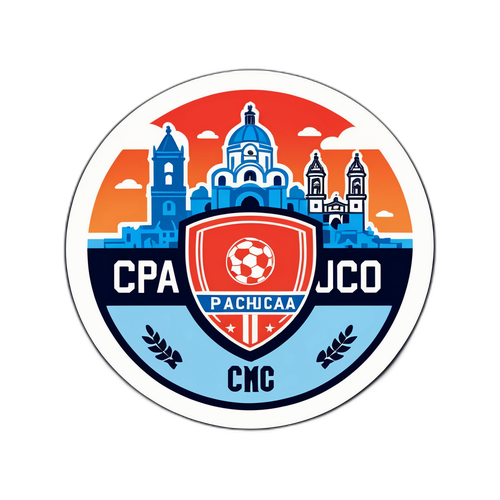 Stiker Emblem Pachuca dengan Landmark Ikonik