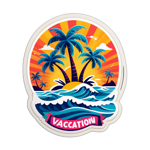 Fargerik øy med palmer