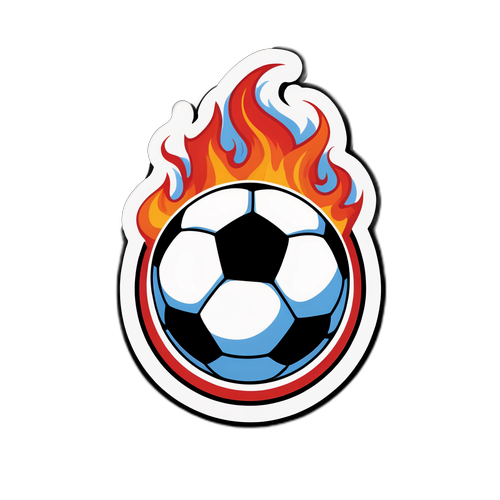 Sticker de balón de fútbol envuelto en llamas
