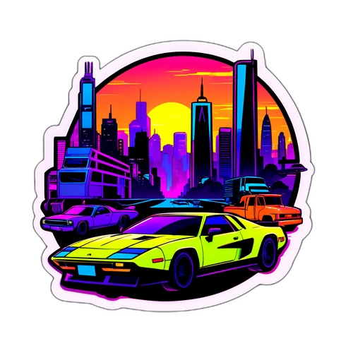 Sticker GTA 6 - Orizont Neon cu Skyline