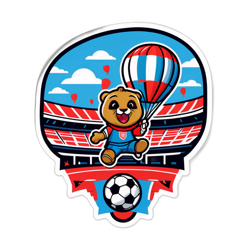 Stiker Bertema Sepak Bola dengan Maskot Balon Udara CA Huracán