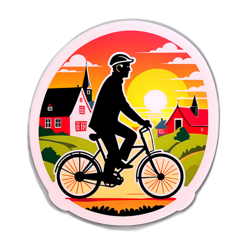 Hans Nielsen på cykel gennem en malerisk dansk landsby
