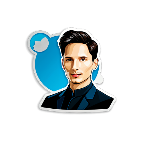 Kreatives Telegram-Logo mit stilisiertem Portrait von Gründer Pavel Durov: Eine Hommage aus Kunst!