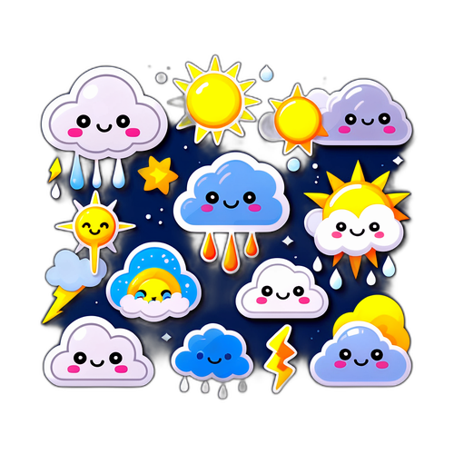 可愛的天氣現象插圖