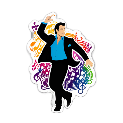 Design de sticker cu silueta stilizată a lui John Travolta dansând