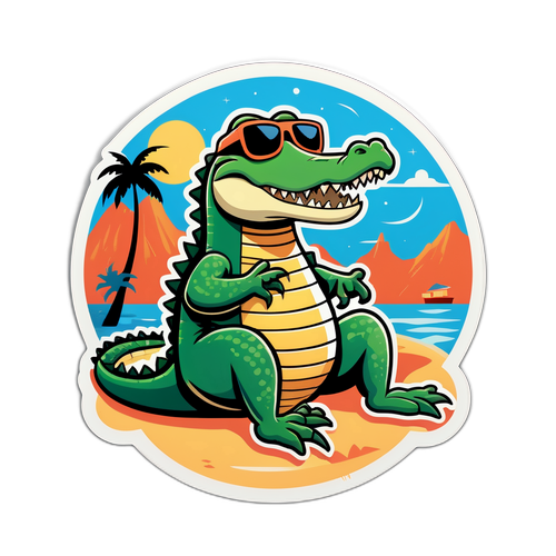 Whimsical Alligator Alcatraz Sticker