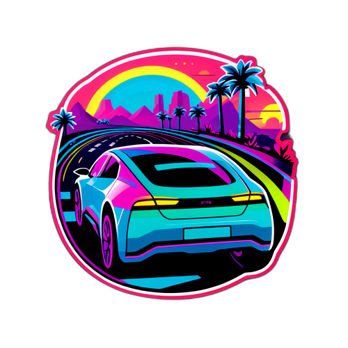 Nowoczesny elektryczny samochód na futurystycznej drodze