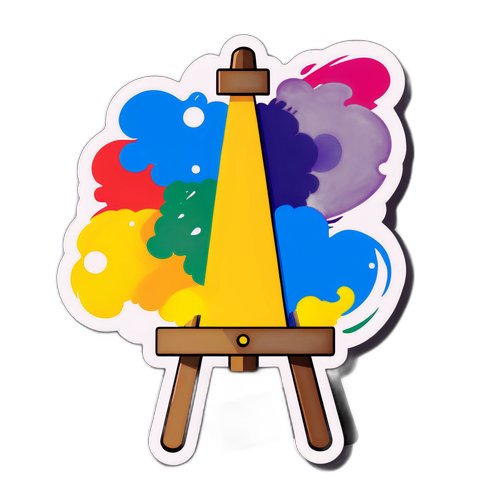 Schildersezel met een kleurrijk schilderij van gelijkheid en vrijheid