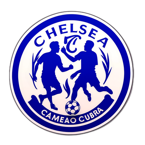 첼시의 상징적인 로고와 유명 선수의 실루엣 스티커