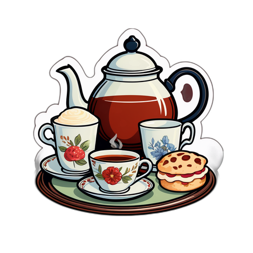 伝統的なイギリスのティーセットのイラスト
