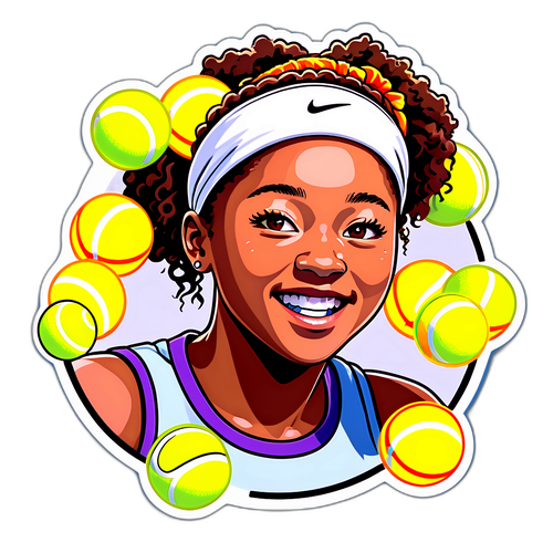 Naomi Osaka med Tennisbollar