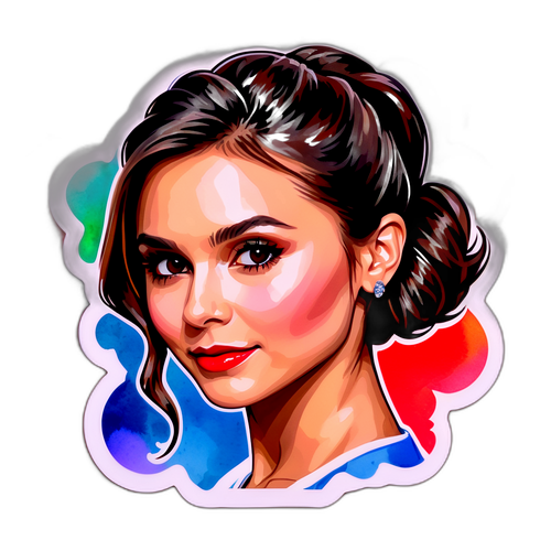 Стікери з Ніною Добрев на водяних кольорових патернах