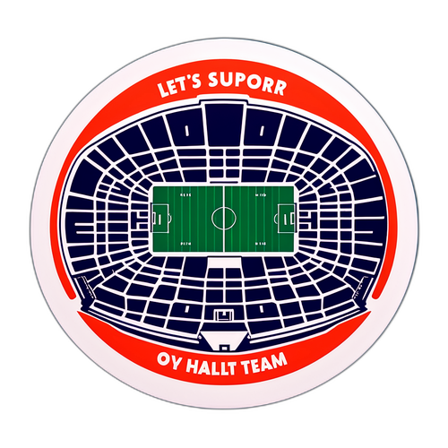 Дизайн з зображенням трибун стадіону, заповнених фанатами, та текстом 'Давайте підтримувати нашу команду!'