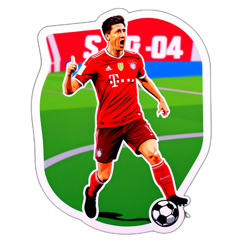 Stiker Robert Lewandowski Merayakan Gol