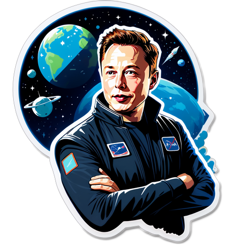 Futuristisk klistermærke af Elon Musk