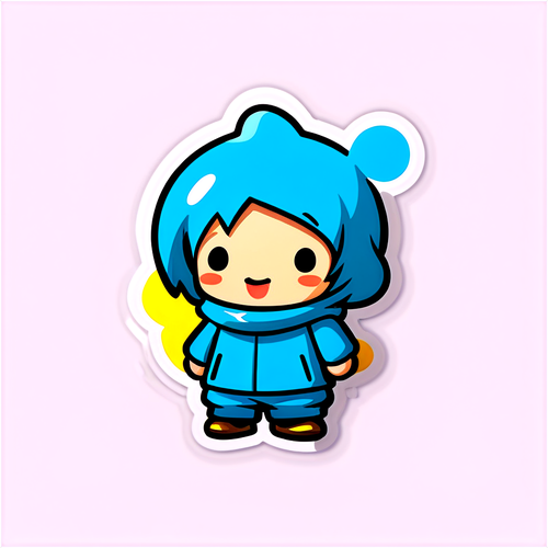 かわいいキャラクターのステッカー: フリックの瞬間を捉えたデザイン