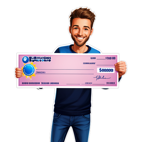 Blij EuroMillions winnaar met grote cheque